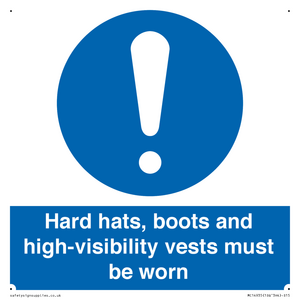 Hard hats, boots and high-visibility vests must be worn